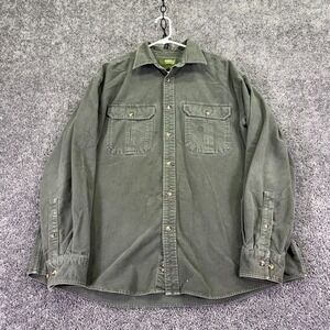 Gander Mountain Shirt Mens XL Green Gray Long Sleeve Button Twill Pockets Work